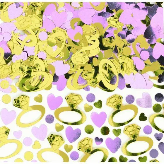 Gold Rings & Pink Heart Confetti Pack - 70g