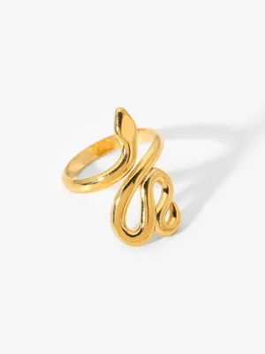 Golden Snake Ring, 18K Gold Plated Stainless Steel Statement RIng