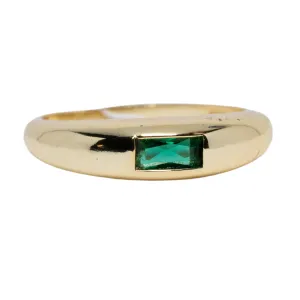 Green Baguette Signet Ring