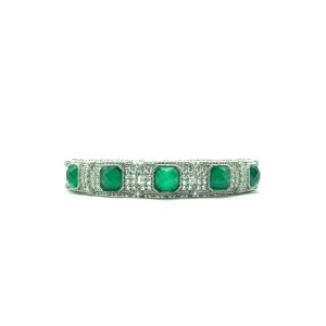 Green Goddess CZ Hinged Cuff Bracelet 7.5"