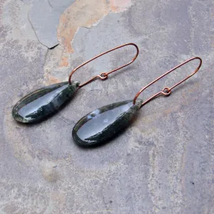 Green Moss Agate gemstone on Genuine Copper Earrings