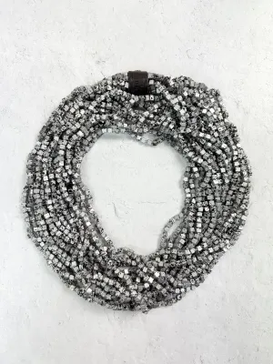 Hand Painted The Next Pashmina Beaded Necklace, Silver/Black