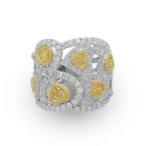 Heart Yellow and White Diamond Ring