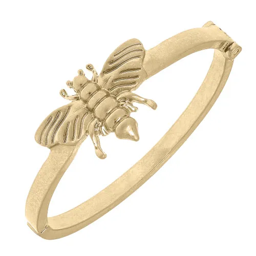 Hinge Bangle In Worn Gold