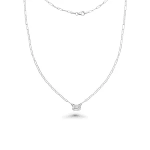 Illusion Rectangular Shape Emerald Cut Diamond Paperclip Necklace (0.50 ct.) in 14k Gold