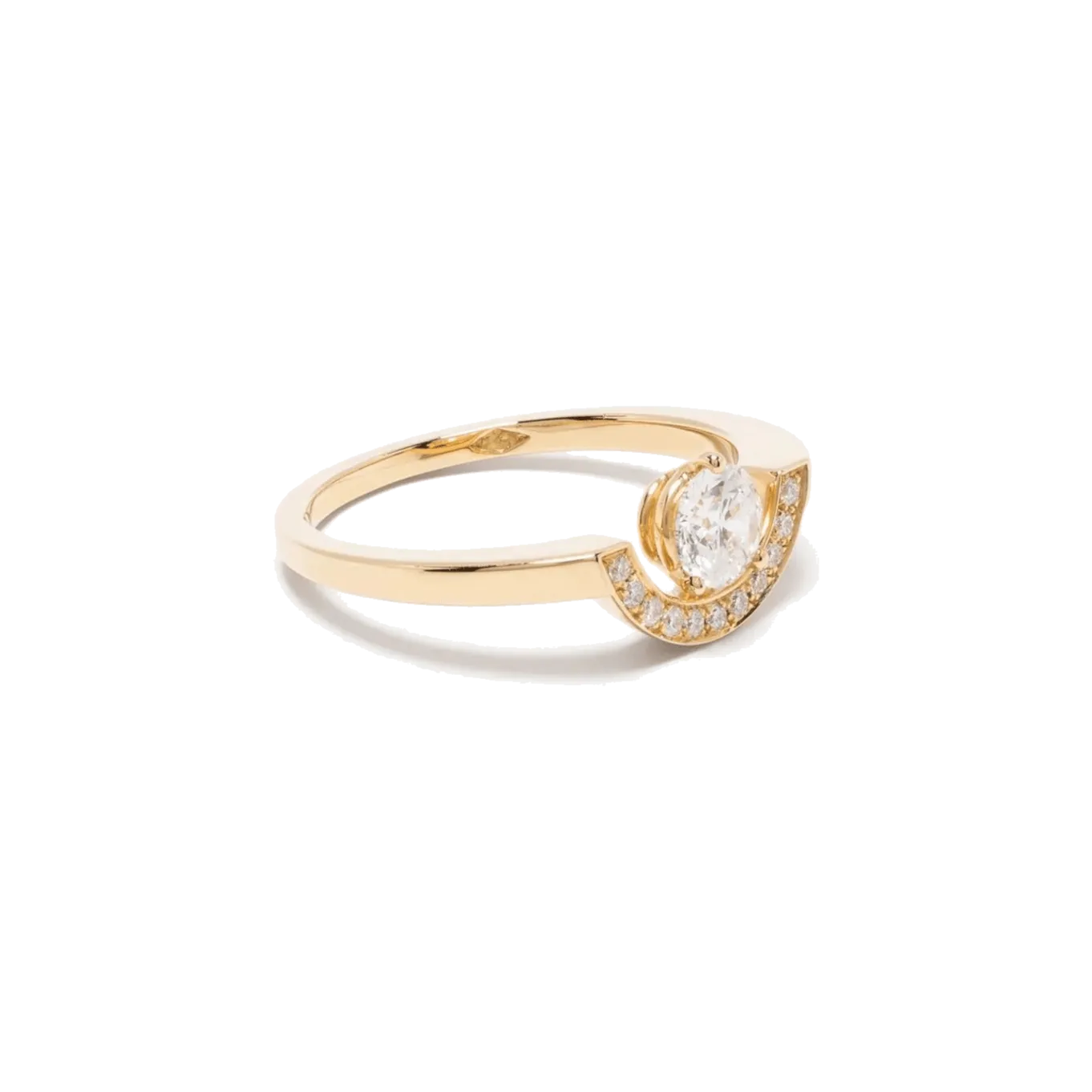 Intrépide petit arc pavée solitaire ring