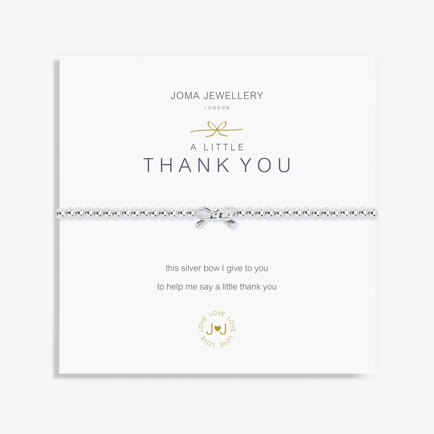 Joma Jewellery Silver A Little 'Thank You' Bow Bracelet