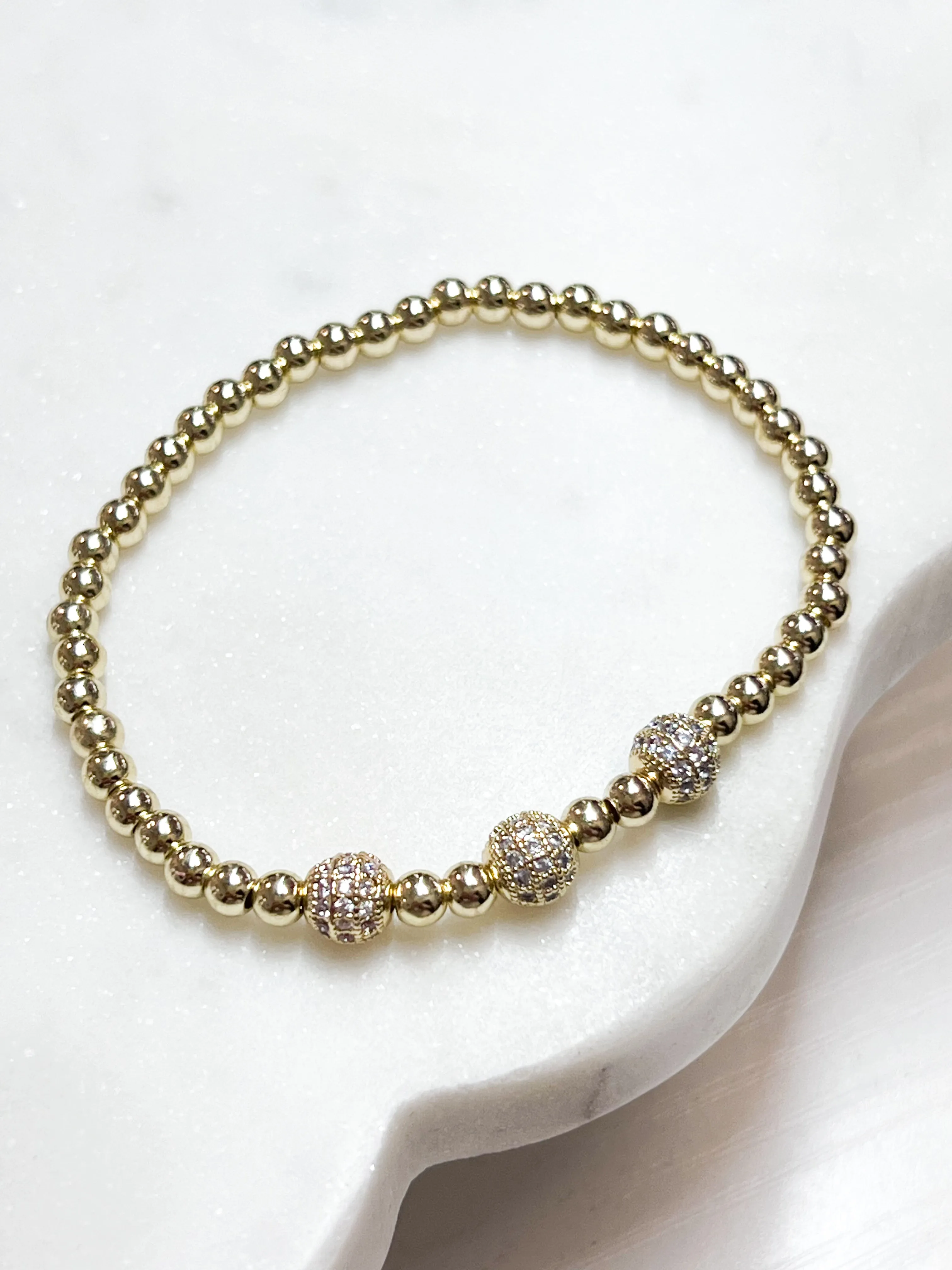 Josie - Gold Pavé Beaded Bracelet