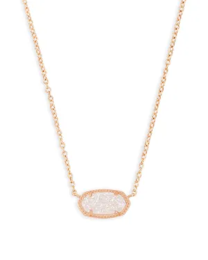 Kendra Scott Elisa Oval Pendant Necklace in Iridescent Drusy and Rose Gold