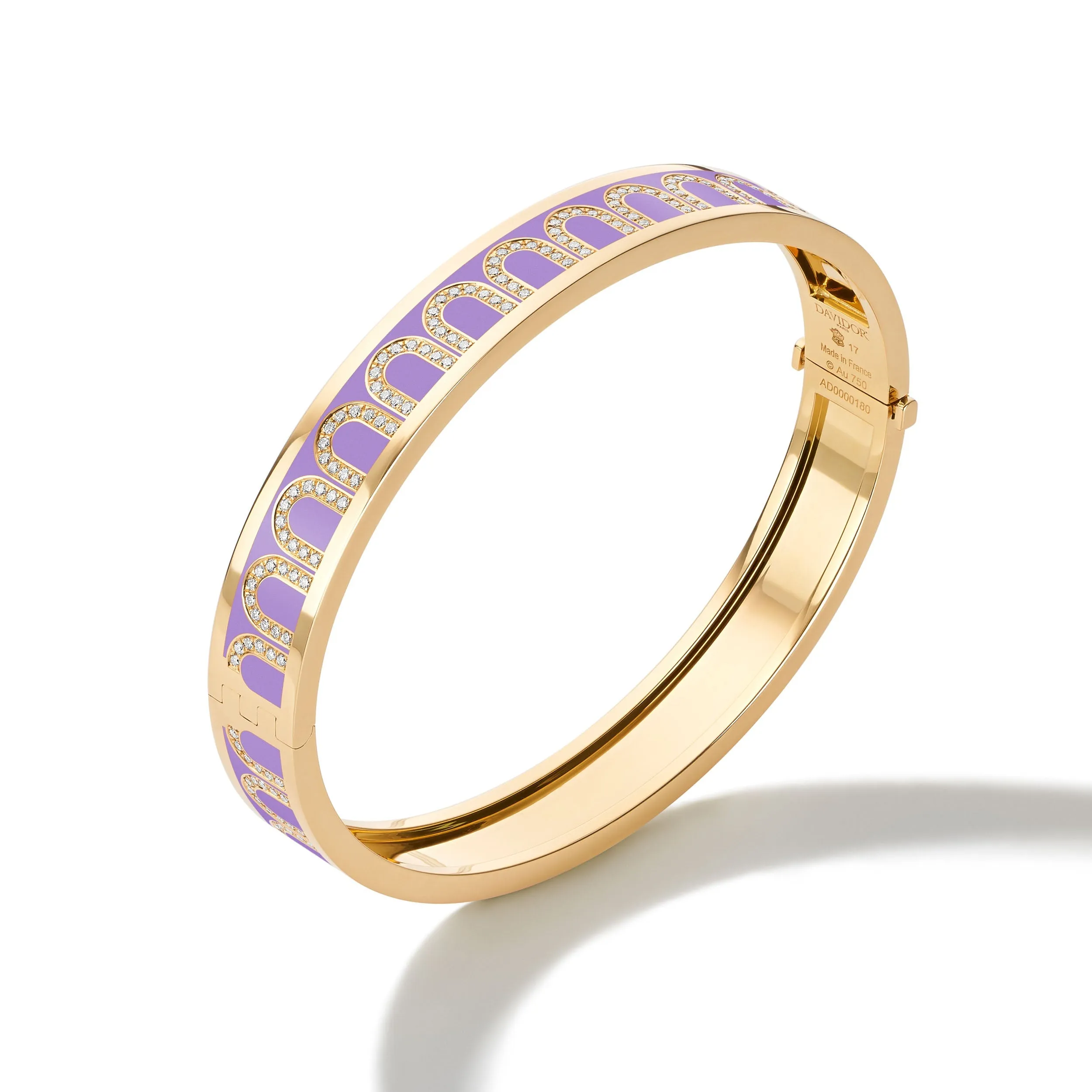 L'Arc de DAVIDOR Bangle MM, 18k Yellow Gold with Lacquered Ceramic and Arcade Diamonds