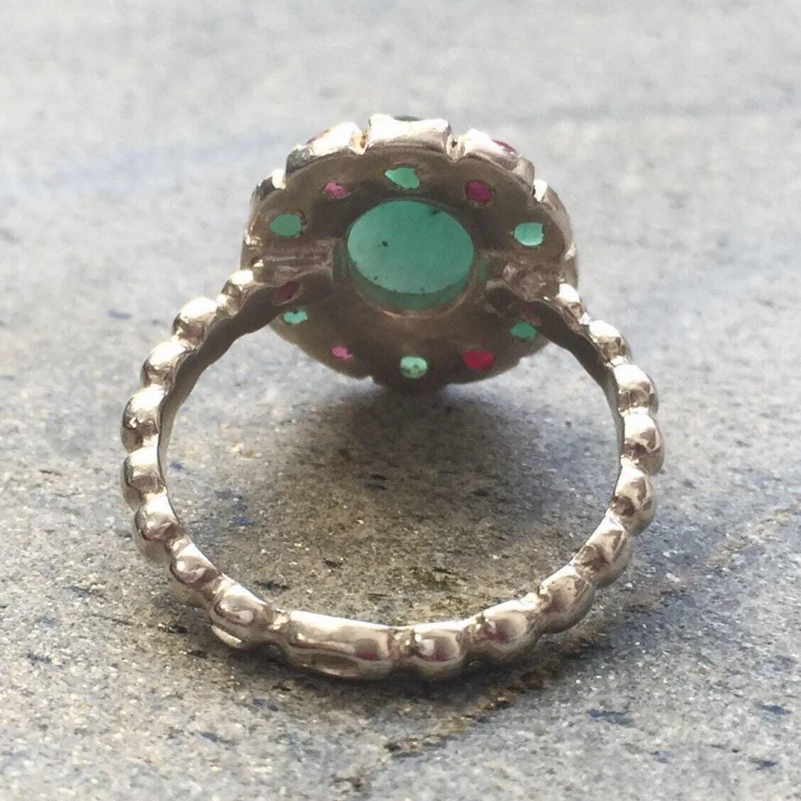 Large Emerald Ring - Statement Flower Ring - Mothers Birthstone Ring