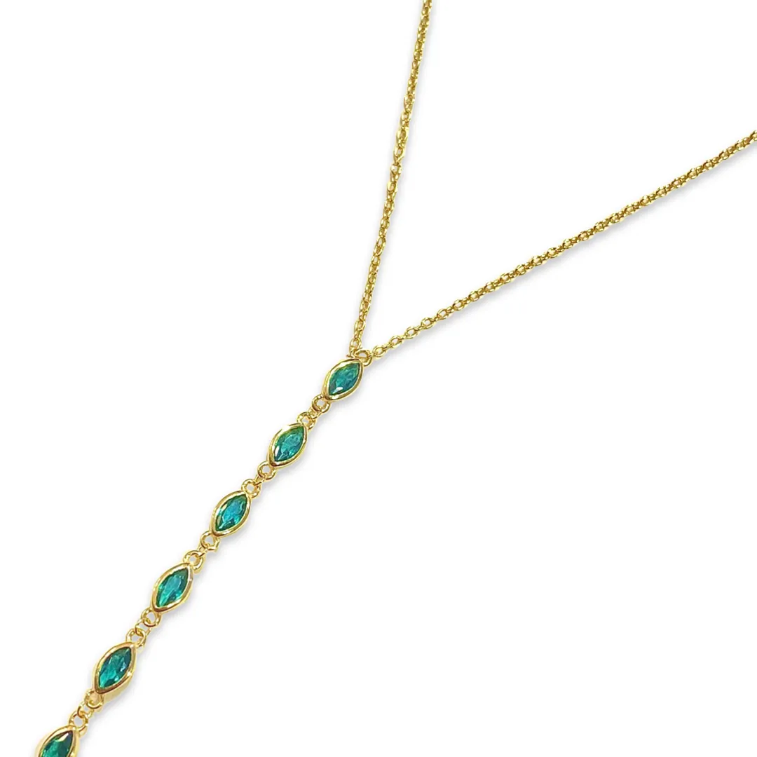 Laura Emerald Marquis Lariat Necklace