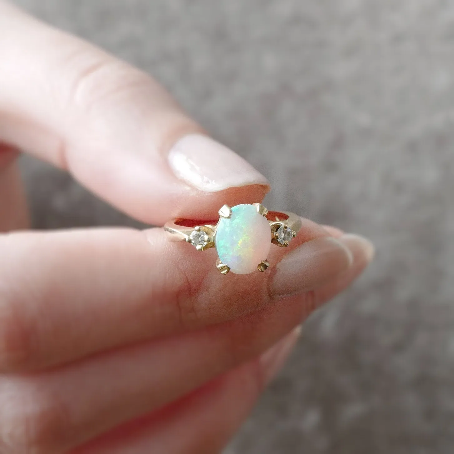 Lilia Opal and Diamond Ring