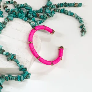 Lost in Paradise Disc Bead Bracelet in Hot Pink