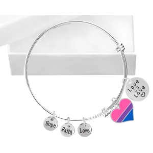 Love Is Love Bisexual Heart Retractable Charm Bracelets