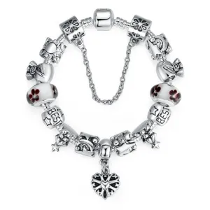 Luxury Silver Charm Bracelet for Women With High Quality Murano Glass Beads DIY Christmas Gift