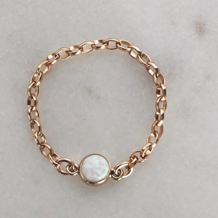 MAC & RY JEWELRY - 14K GOLD FILL CHAIN & OPAL RING