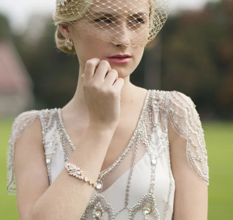 Marquis Cluster Gold Bridal Bracelet