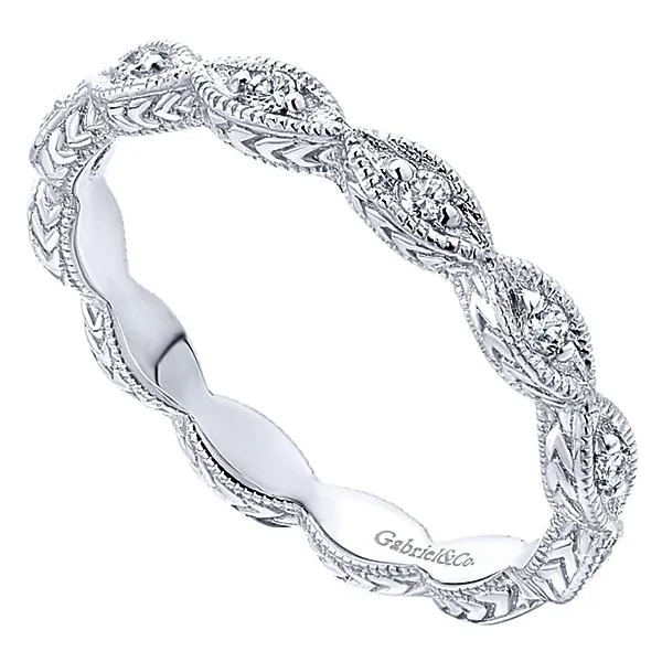 Marquise Shaped Stackable Diamond Ring 14K White Gold