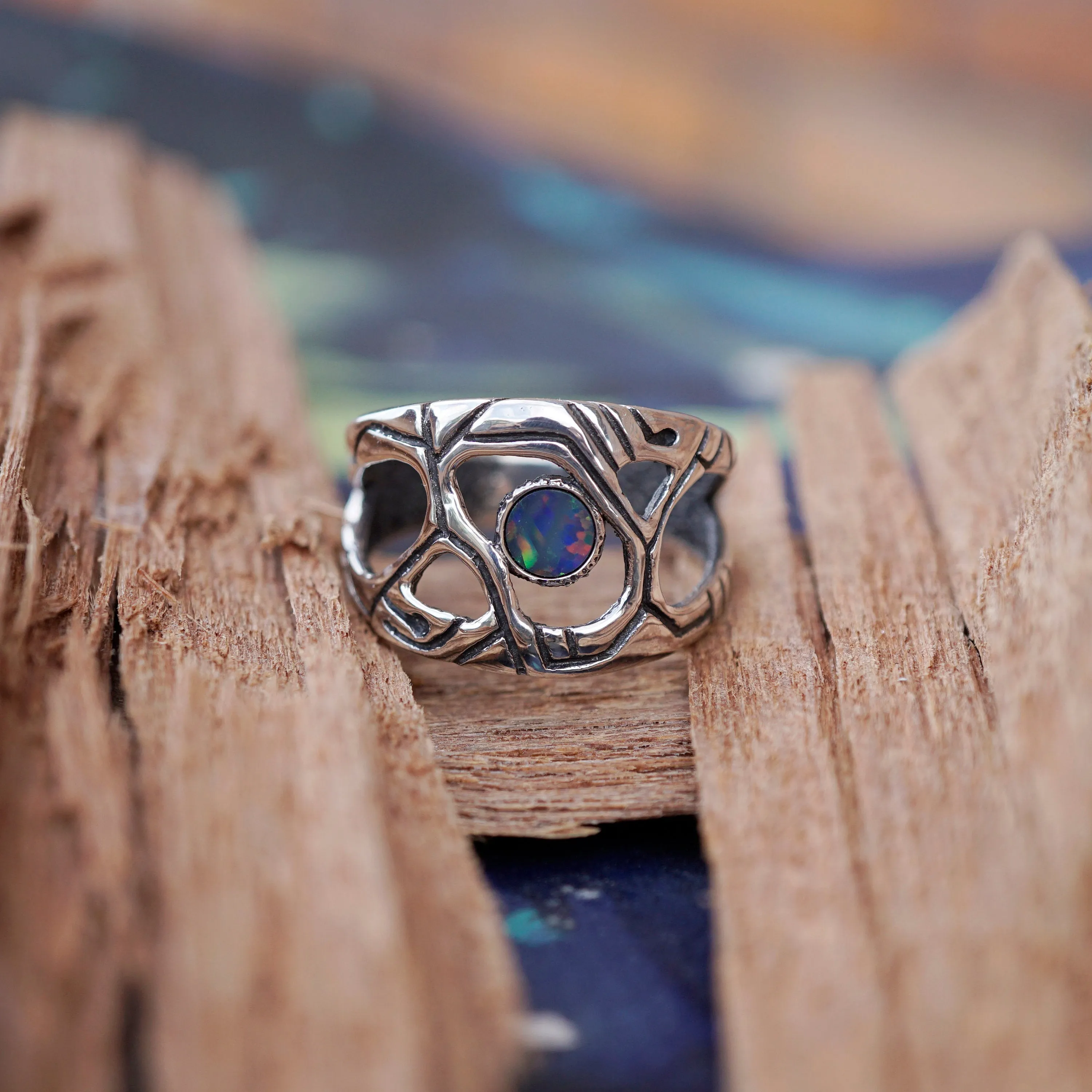 Mens Opal ring METEOR