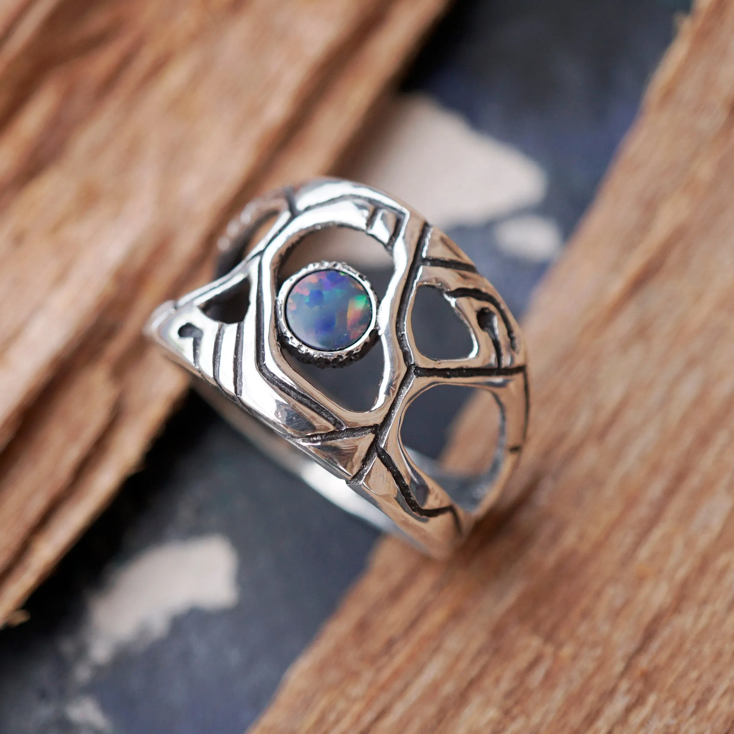 Mens Opal ring METEOR