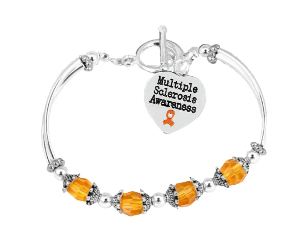 Multiple Sclerosis Awareness Orange Ribbon Partial Beaded Bracelets