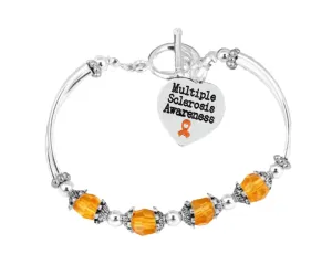 Multiple Sclerosis Awareness Orange Ribbon Partial Beaded Bracelets