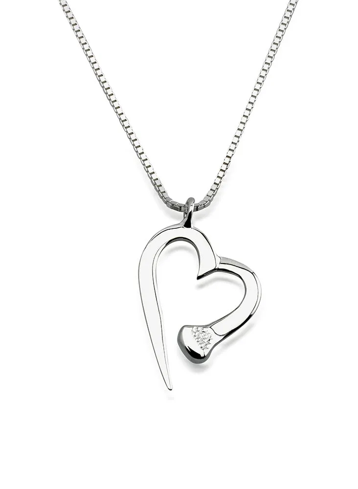 Nail Heart Necklace, Sterling Silver