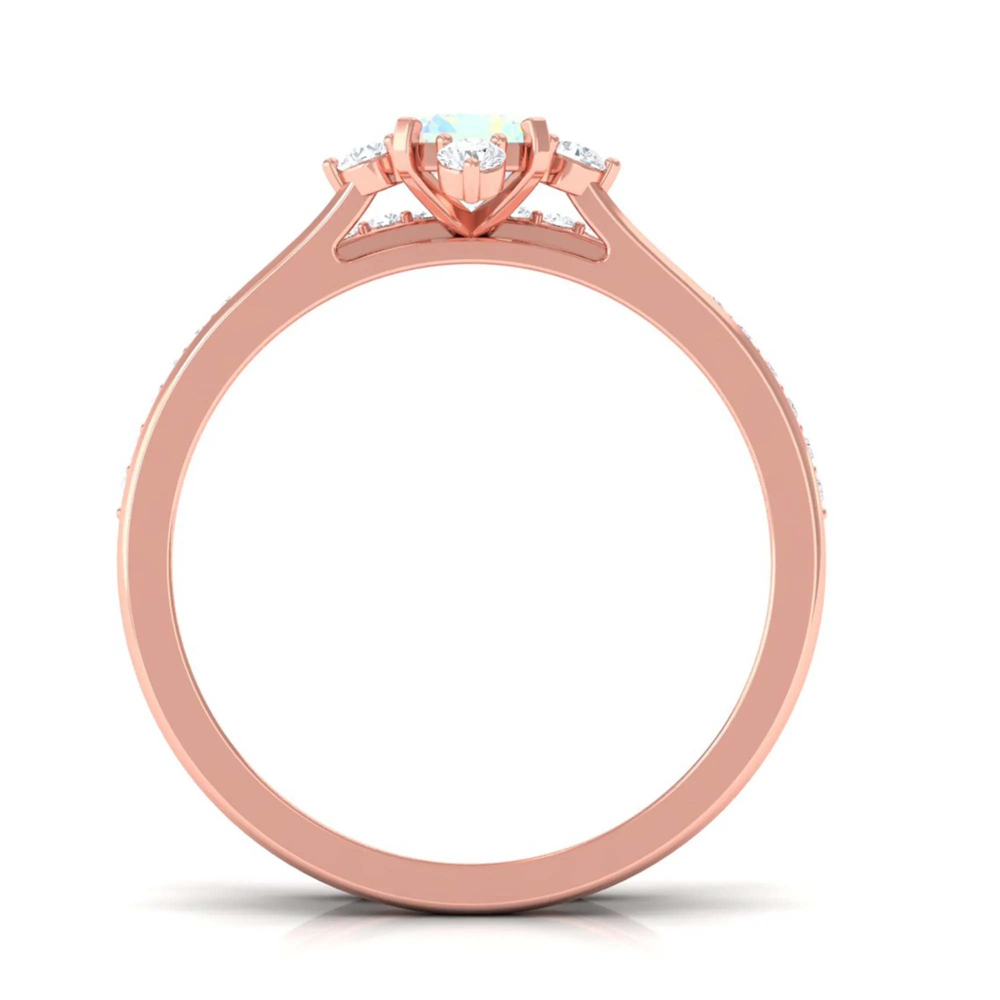 Natural Ethiopian Opal Solitaire Ring Set with Diamond