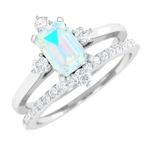 Natural Ethiopian Opal Solitaire Ring Set with Diamond