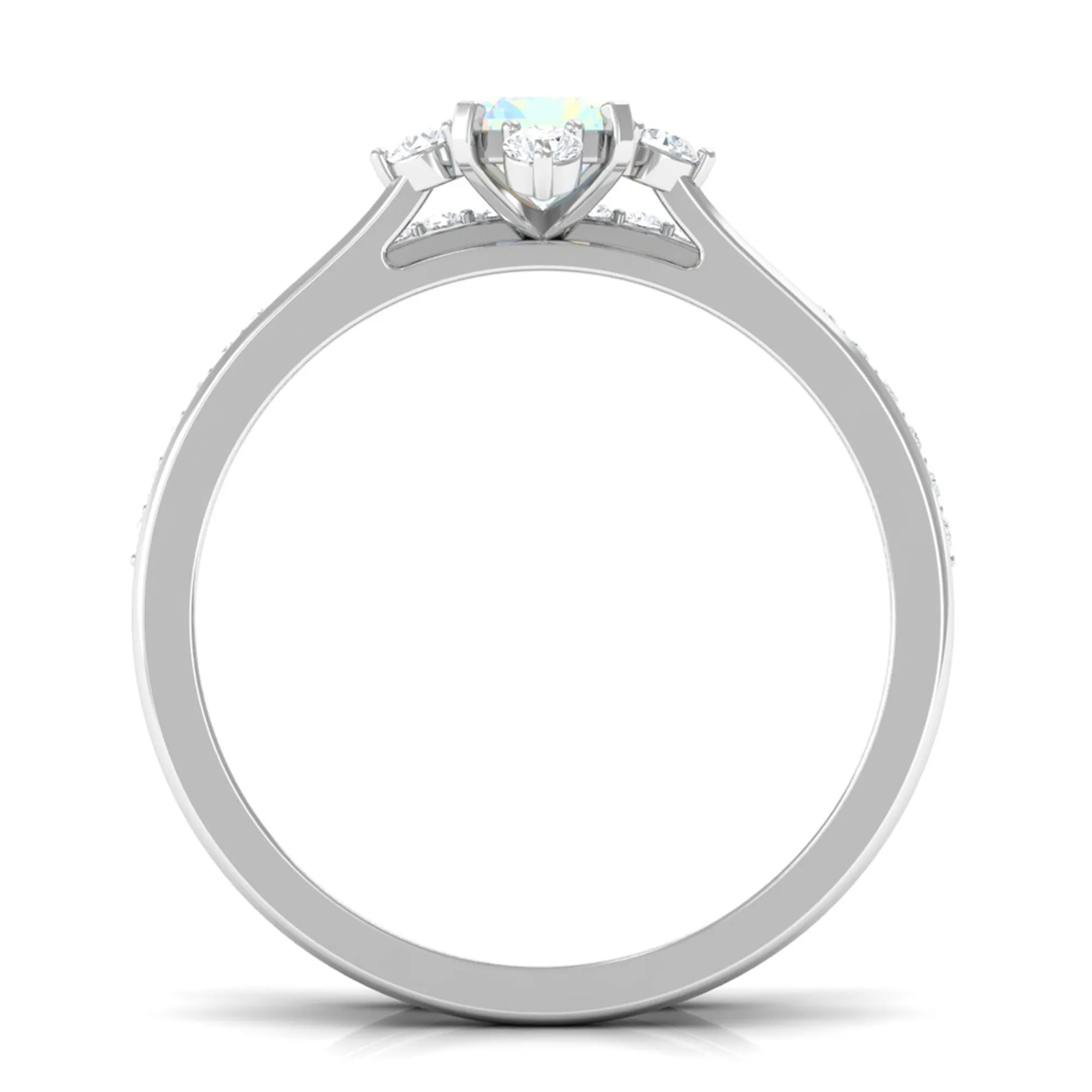 Natural Ethiopian Opal Solitaire Ring Set with Diamond