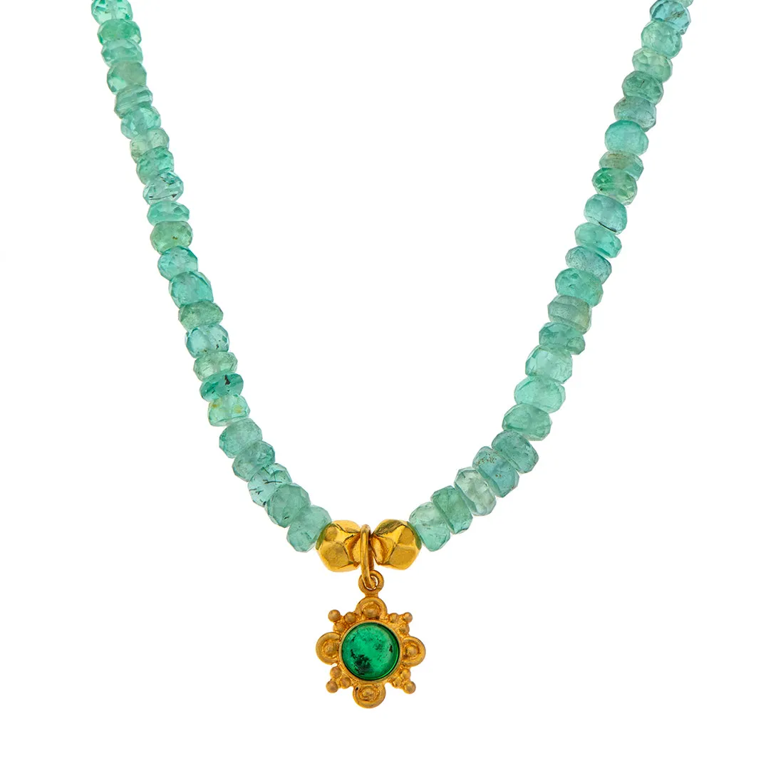 Nava Zahavi Yellow Gold Emerald Sunflower Necklace