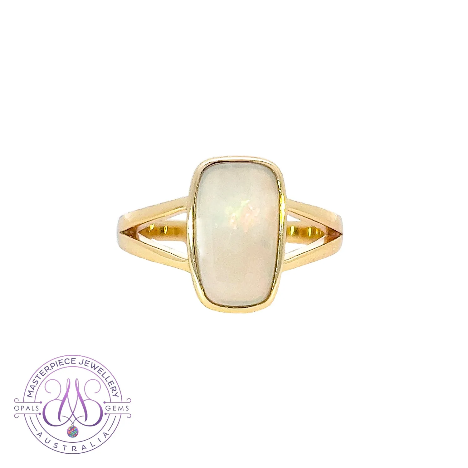 One Gold plated Sterling Silver White Opal 1.73ct solitaire ring