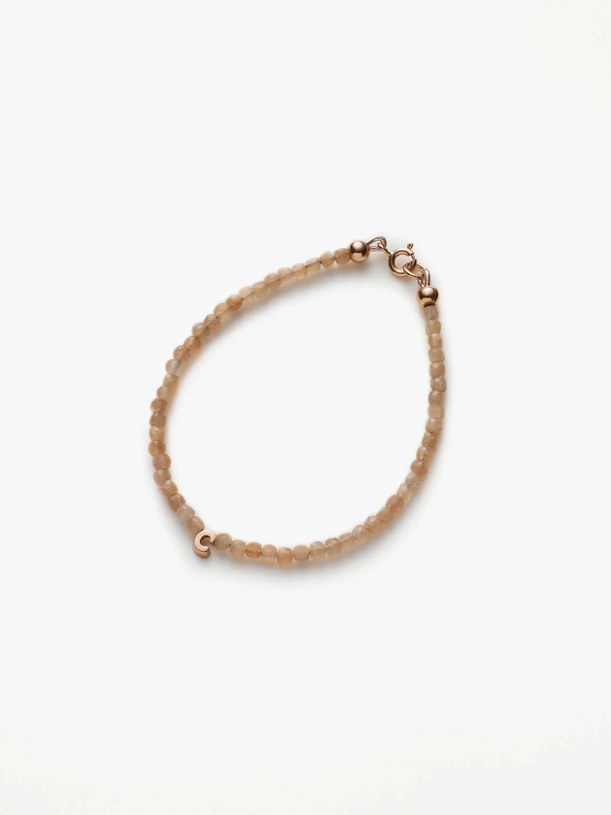 One Letter Blush Moonstone Bracelet