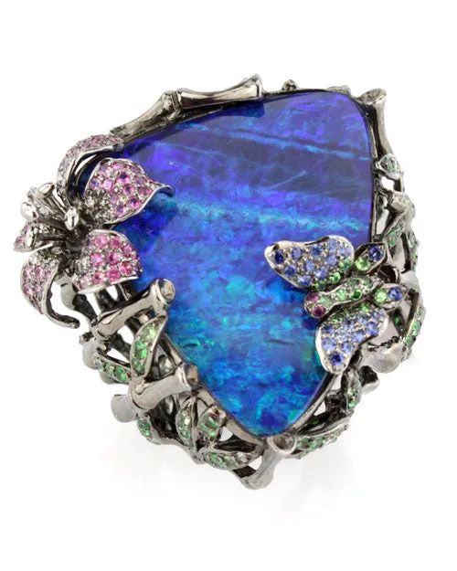 Opal and Sapphire Butterfly Ring