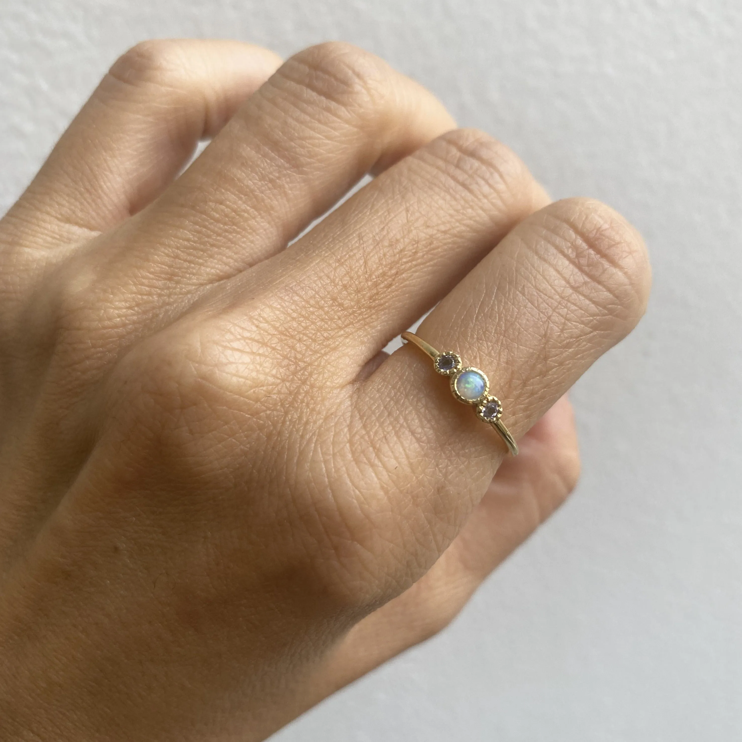 Opal Tanzanite Trio Ring