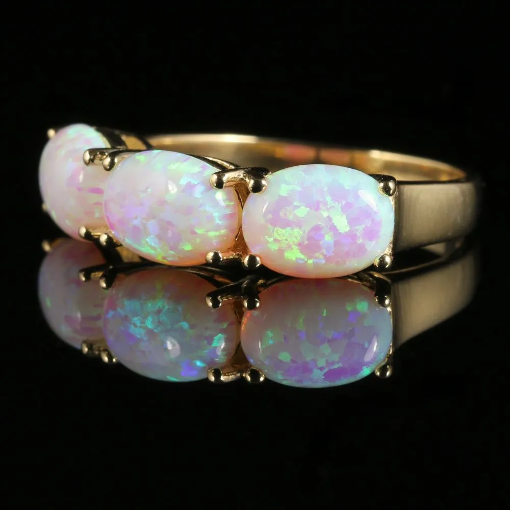 Opal Trilogy Ring 9Ct Yellow Gold 1.10Ct Opal