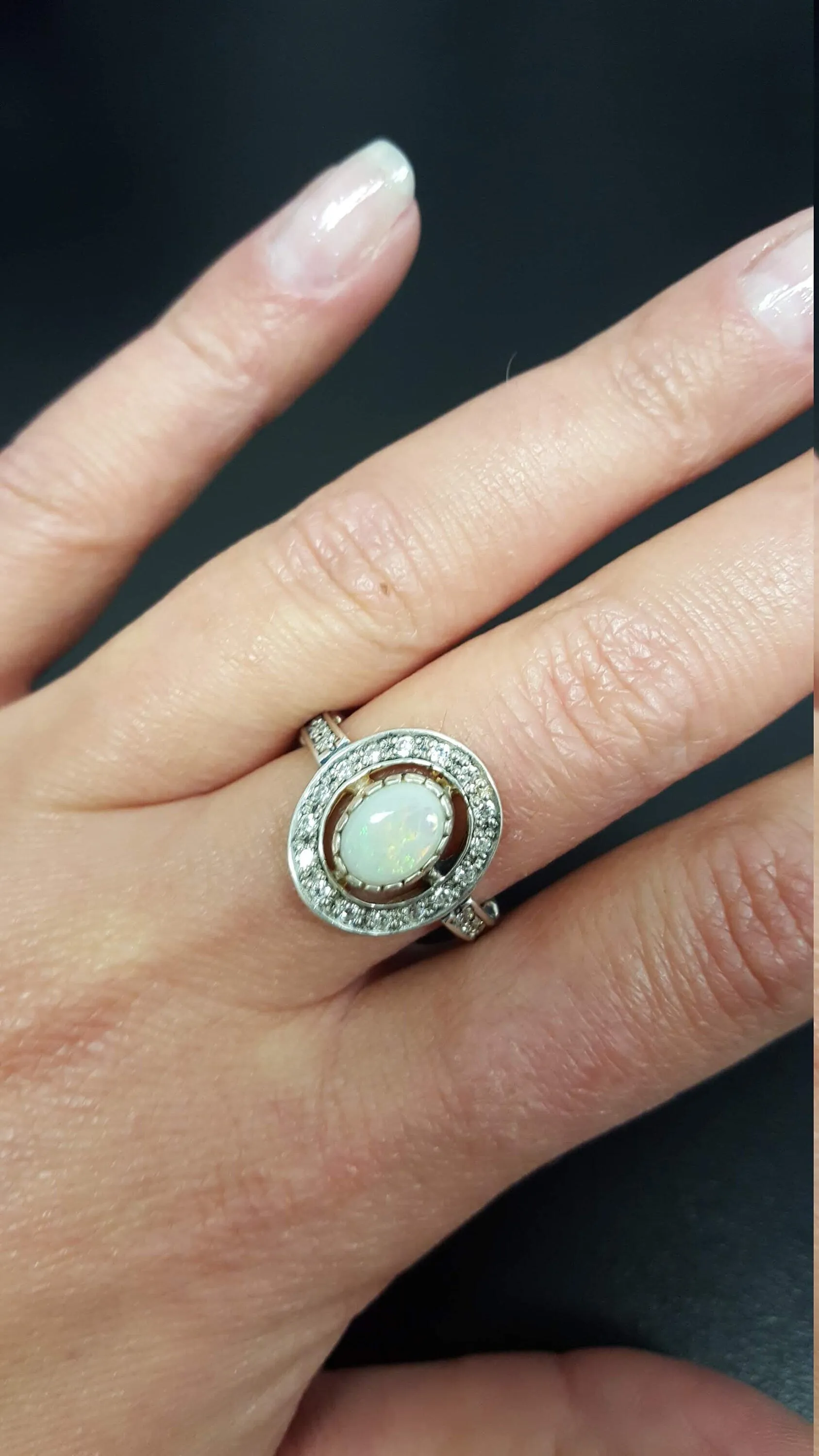 Opal Vintage Ring - Halo Opal Ring - October Birthstone Ring