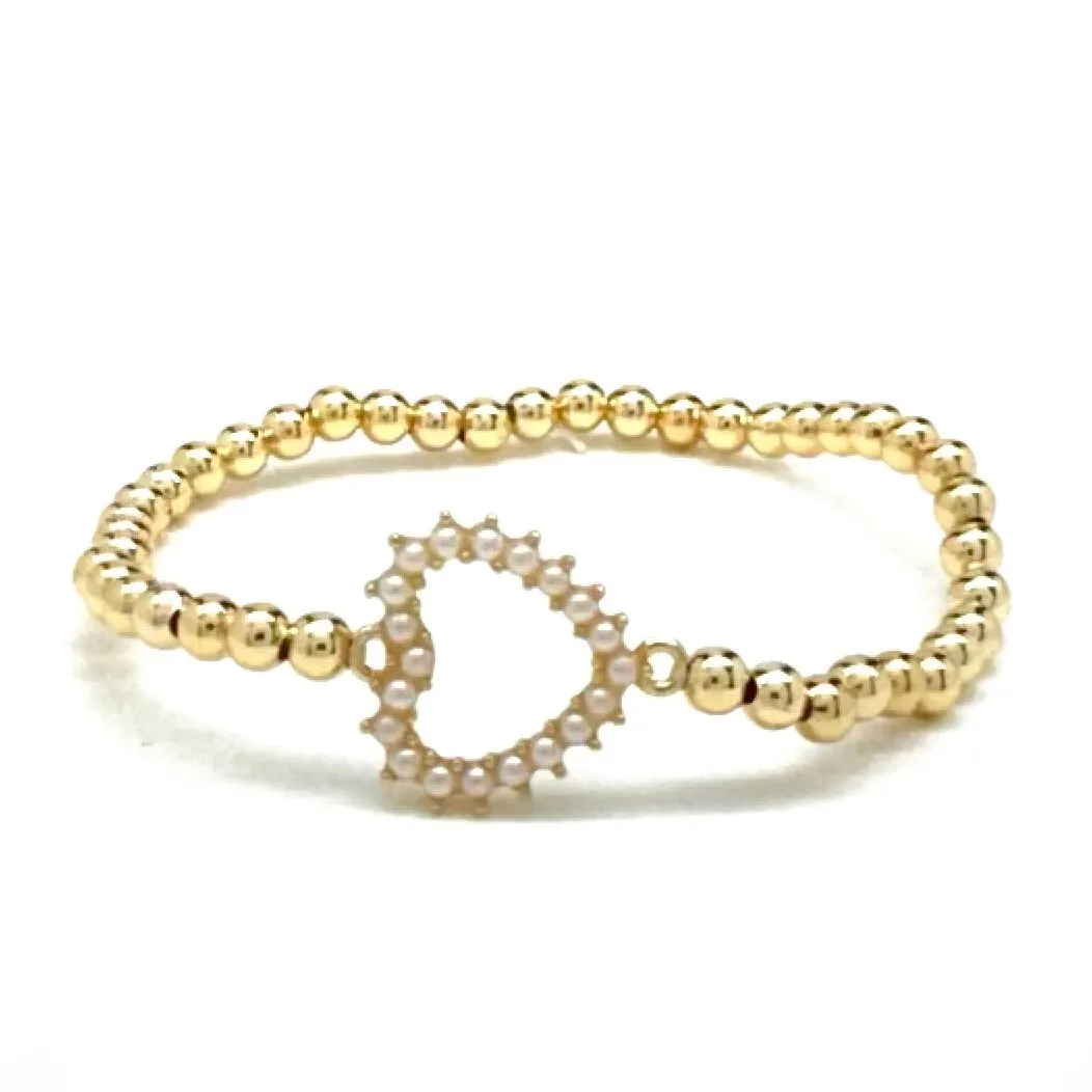 OPEN PEARL HEART BEAD BRACELET