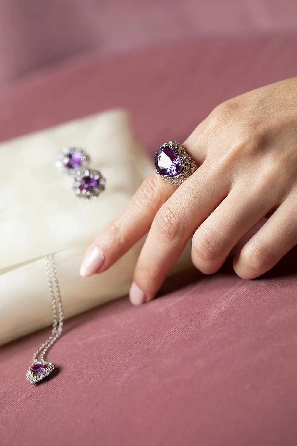 Oval Pink Sapphire and Diamond Earrings