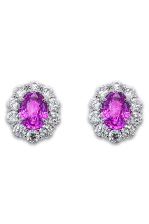 Oval Pink Sapphire and Diamond Earrings