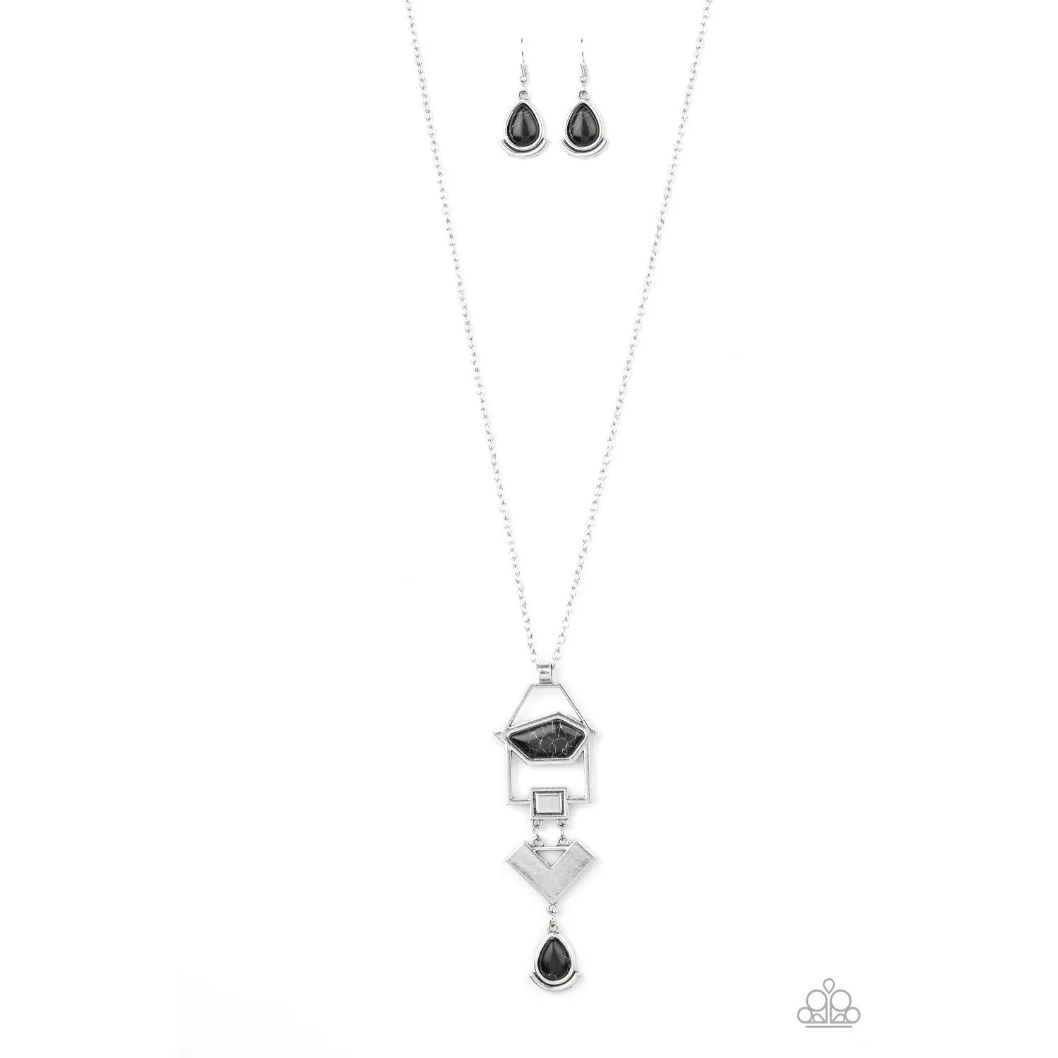 Paparazzi Desert Artisan Black Necklace & Earrings Set