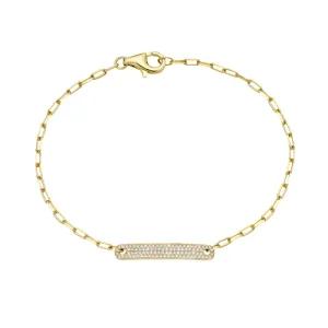 Paperclip Pave Diamond Bar Bracelet