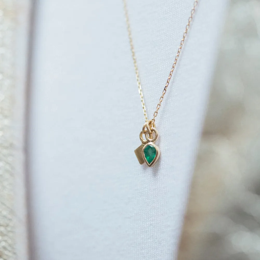 Pear Cut Emerald Pendant Necklace