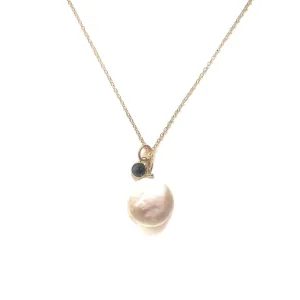 Petite Gemstone Necklace with White Freshwater Pearl