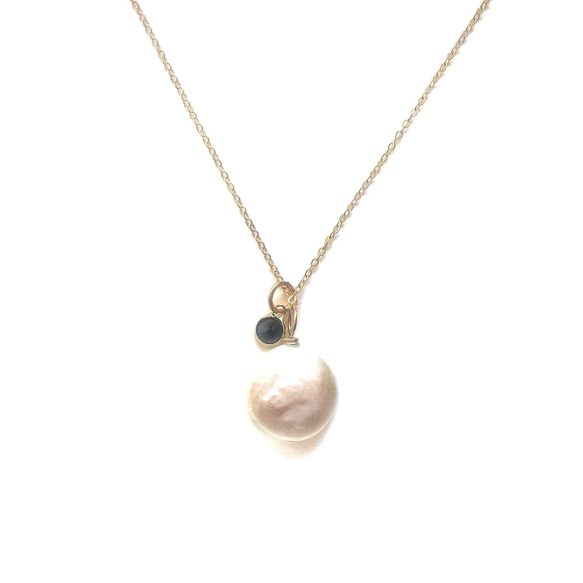 Petite Gemstone Necklace with White Freshwater Pearl