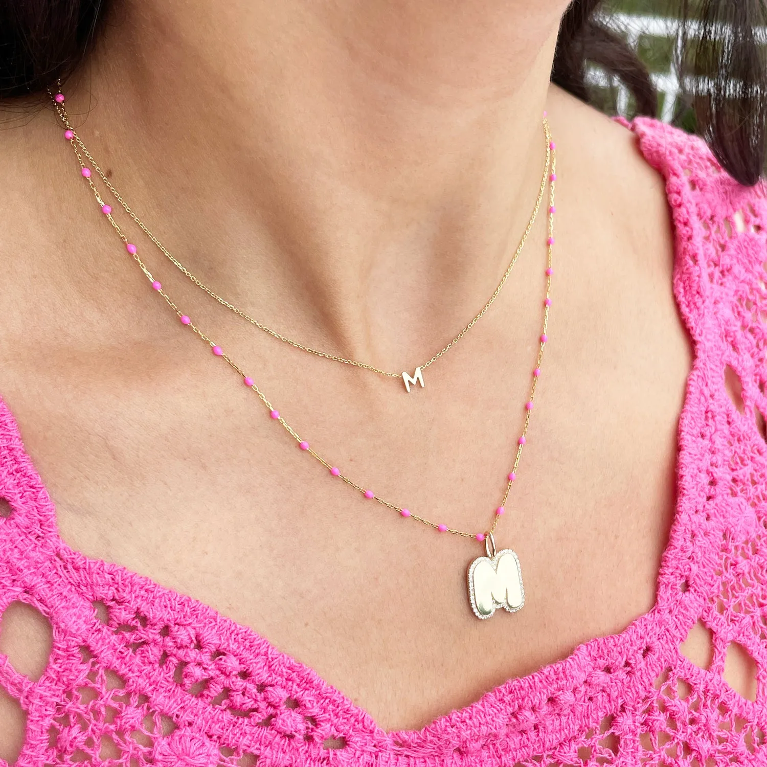 Pink Bead Chain Necklace