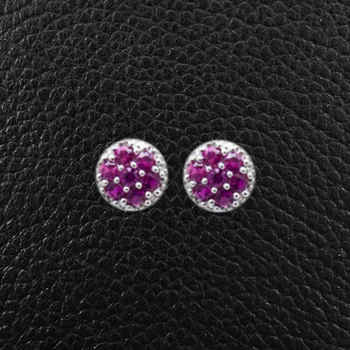 Pink Sapphire Cluster Earrings