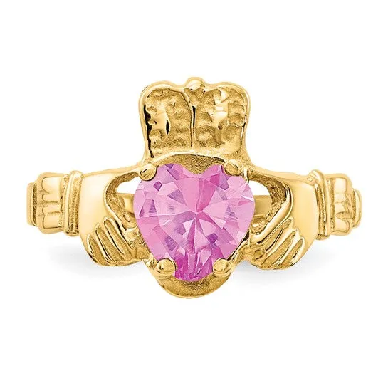 Pink Tourmaline Claddagh Ring - October