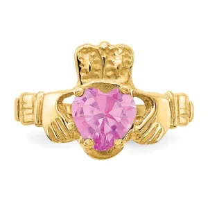 Pink Tourmaline Claddagh Ring - October